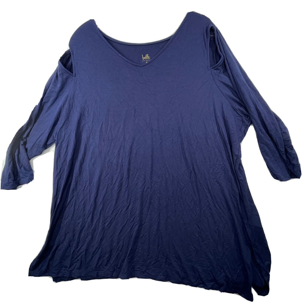 Belle Kim Gravel QVC Womens‎ Size 2X Modal Blend Navy Blue Stretch Tunic Top